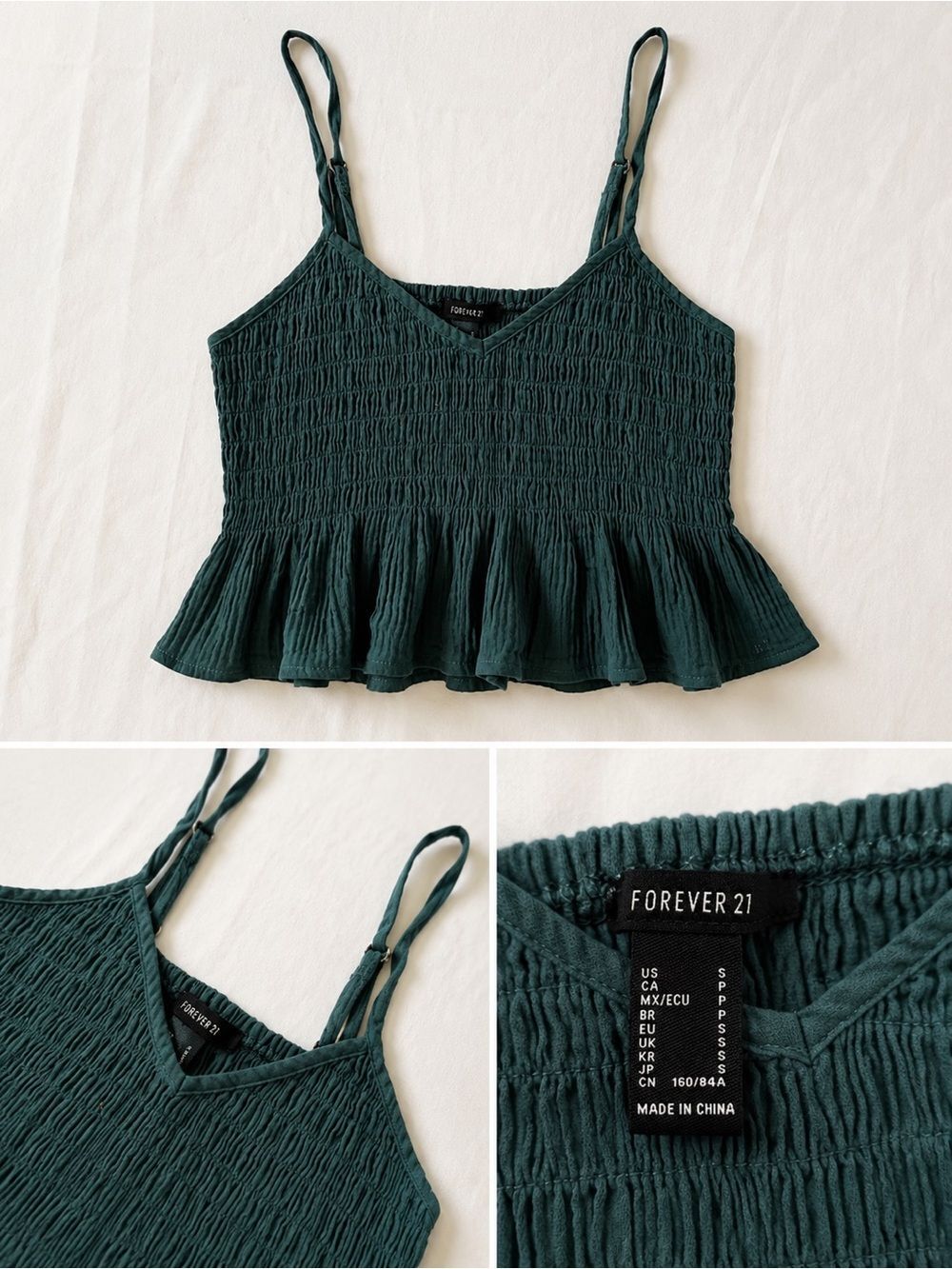 Smocked Peplum Cami Top | Size Small - Picture 1 of 4